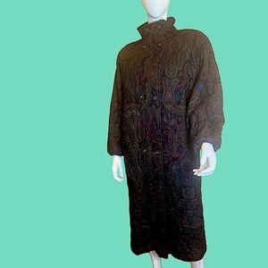 I. Magnin~Carol Cohen Drizzle~Vintage Quilted~Double-Breasted~Midi Coat~Size 10